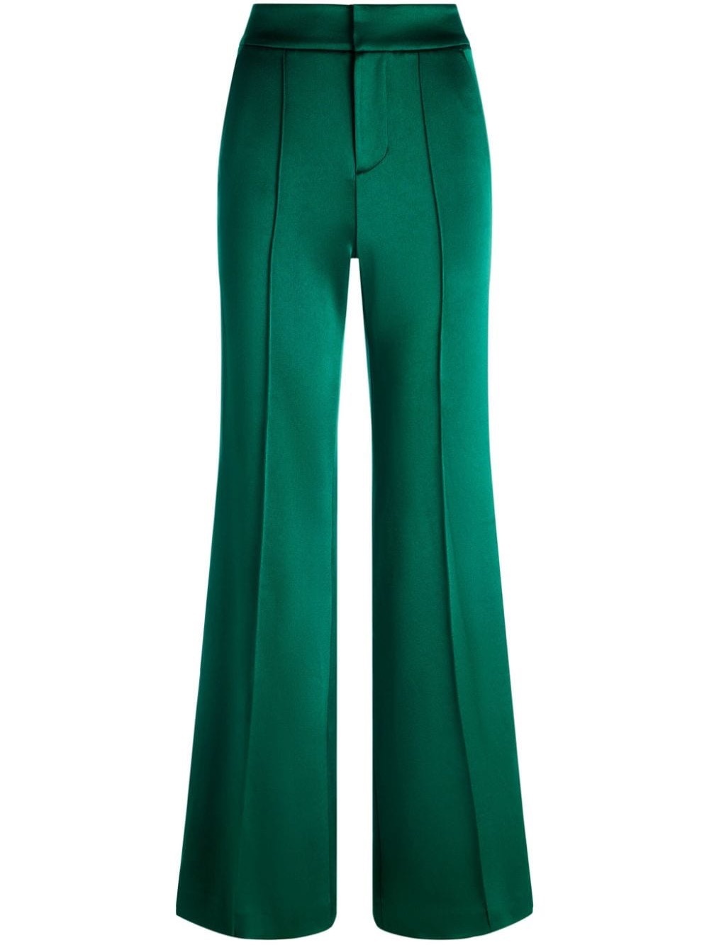 NEW NWT Alice + Olivia Dylan Satin Wide Leg Pants In Forest Green - Picture 3 of 13